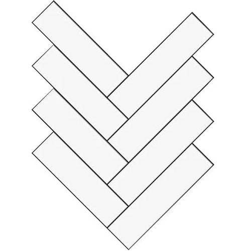 Miniworx Ral 9016 Fishbone Tile, White Matt, 5x20cm |