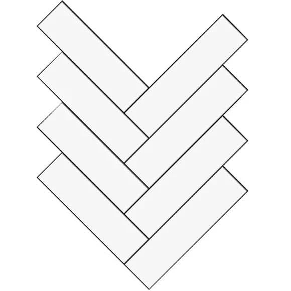 Miniworx Ral 9016 Fishbone Tile, White Matt, 5x20cm |