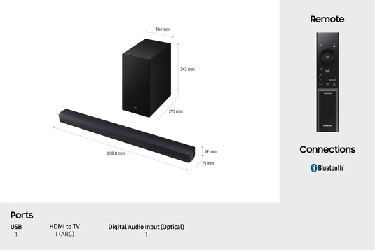 Samsung Wireless B-Series Sound Bar | Black | HW-B450F/XU