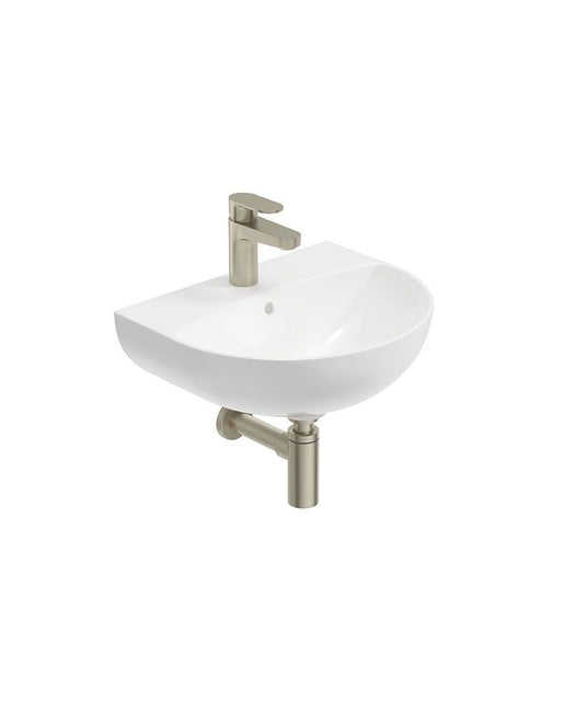 Sonas Horizon Round 45Cm 1 Tap Hole Wash Basin & Bottle Trap | Brushed Nickel | USW0461
