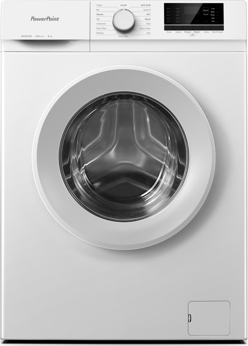 PowerPoint 8KG 1200 Spin Inverter Washing Machine | White | P35812KW