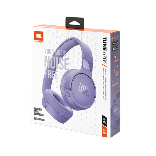 JBL Tune 670NC Wireless On-Ear Noise Cancelling Headphone | Purple | JBLT670NCPUR