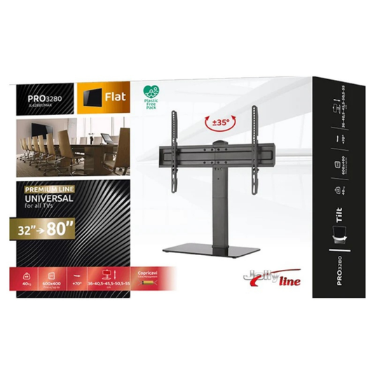 Jolly Line Table Top TV Stand with Base Black | 32"- 80" | 765522