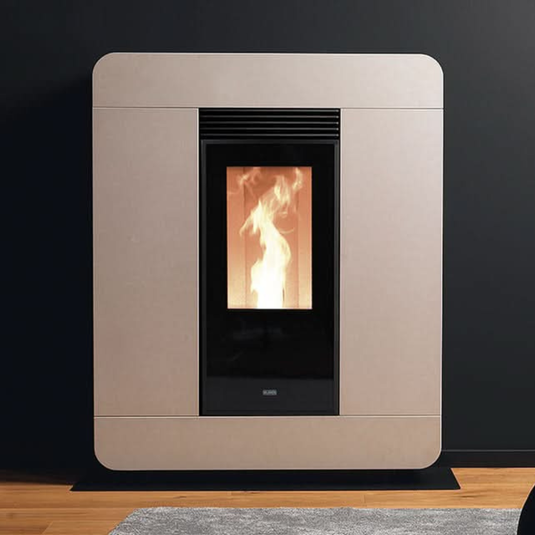Klover Astra Steel Wood Pellet Stove | 9.7KW | Ivory | KLATAIV