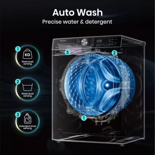 HISENSE WF5S1045BW  10.5KG FREESTANDING WASHING MACHINE 1400RPM LED DISPLAY WHITE