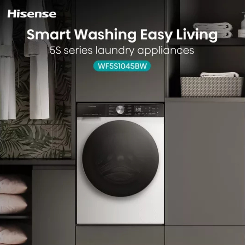 Załaduj obraz do przeglądarki galerii, HISENSE WF5S1045BW  10.5KG FREESTANDING WASHING MACHINE 1400RPM LED DISPLAY WHITE
