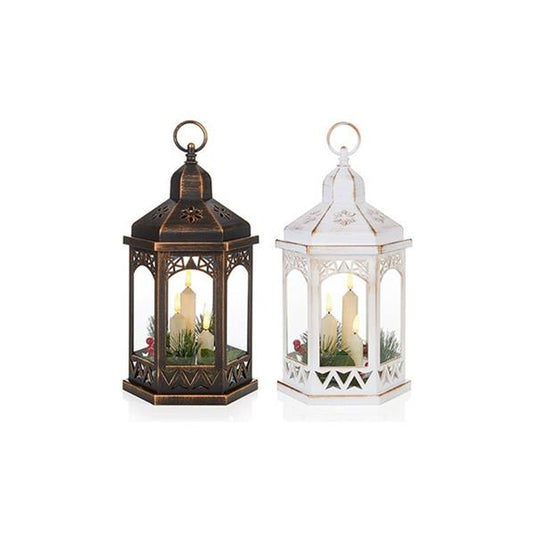Premier 33cm B-O Lit Hexagonal Lantern with Triple FlickaBrights 2 Asst | LB213060P