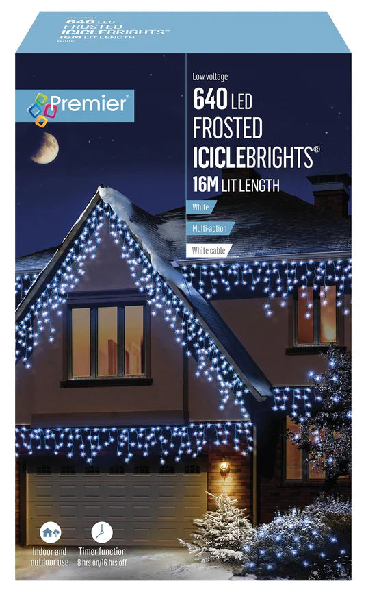 Premier Decorations 240 Snowing Icicle Lights | White | LV162182W