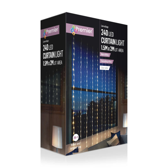 Premier 240 Warm White Led Waterfall Curtain Lights | LV141743WW
