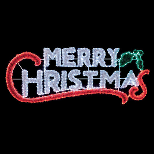Premier Tinsel Merry Christmas with 600 Multi Colour LED | 2m x 82cm | LV183031