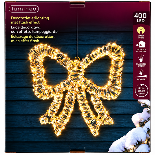 Lumineo Gold Twist Micro LED Bow | 46cm | 302186