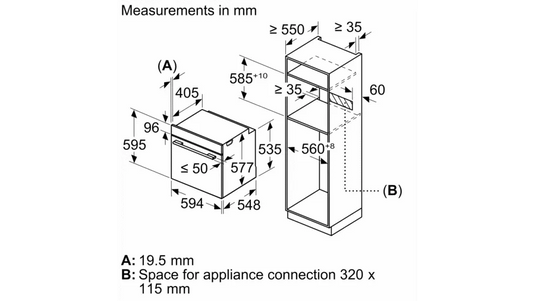 stainless steel single oven measurements