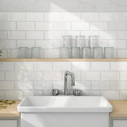 masia tile in blanco, 7.5x15cm in the kitchen