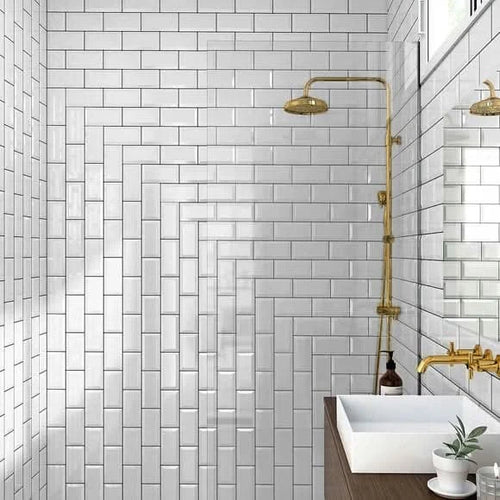 miniworx ral 9016 tile in white matt, 10x30cm
