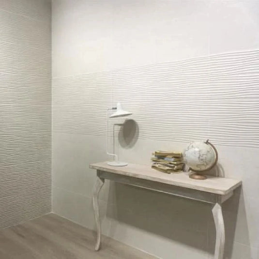 almond dune newlyn tile 33.3x90cm on display