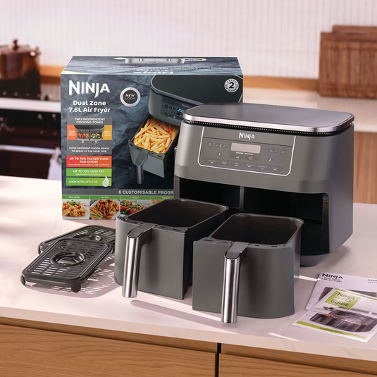 Ninja 6-in-1 Dual Airfryer 7.6L | Gunmetal Grey | DZ300UK