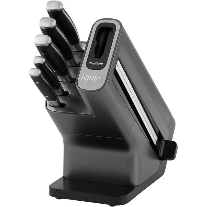 Ninja Foodi StaySharp Knife Block with Integrated Sharpener | Black | K32005UK