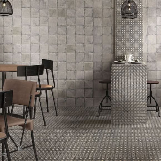 grey norland tile 20x20cm on display
