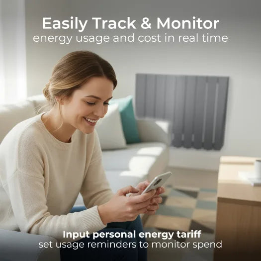 Завантажте зображення в засіб перегляду галереї, Luceco Masterplug Smartenergy Monitoring Oil Radiator | 1500W | Grey | 8 Fins | Uk Plug | OILW150G8UK-MP
