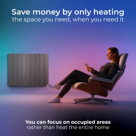Luceco Masterplug Smartenergy Monitoring Oil Radiator | 1500W | Grey | 8 Fins | Uk Plug | OILW150G8UK-MP