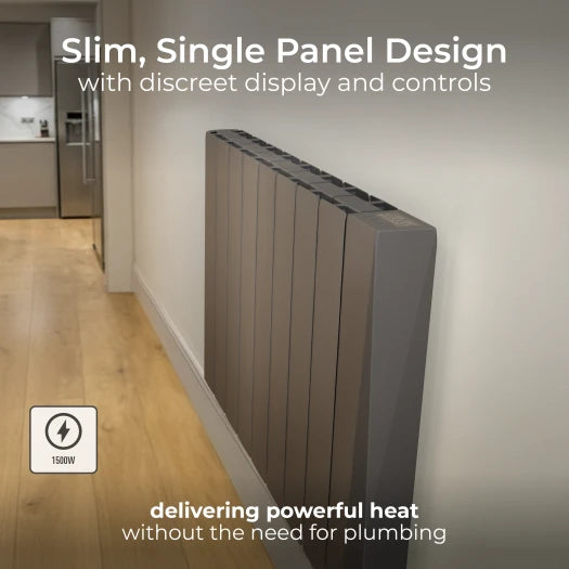 Load image into Gallery viewer, Luceco Masterplug Smartenergy Monitoring Oil Radiator 1000W | Grey | 5 Fins | Uk Plug | OILW100G5UK-MP
