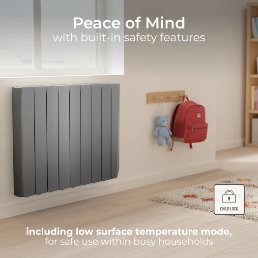 Luceco Masterplug Smartenergy Monitoring Oil Radiator | 1500W | Grey | 8 Fins | Uk Plug | OILW150G8UK-MP