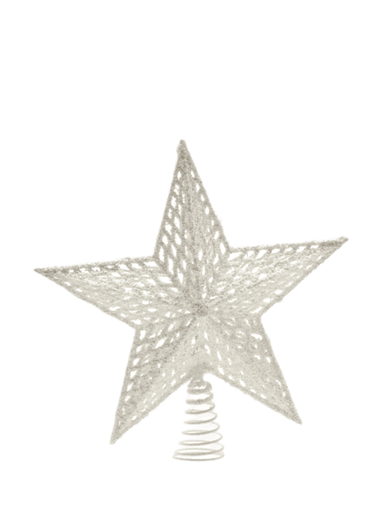 30cm white glitter star tree topper | P031128