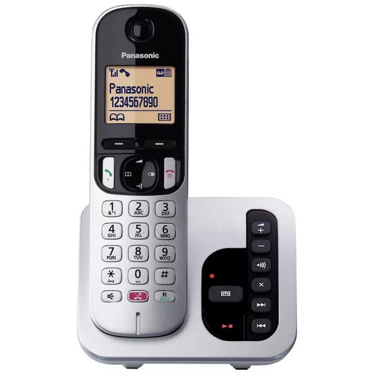 Panasonic Single Cordless Phone with Answering Machine | Silver | KX-TGC260ES