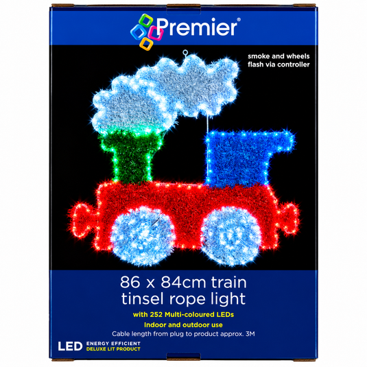 Premier 86x84 Train Rope Light with Tinsel and 252 Multi LEDs | LI192075