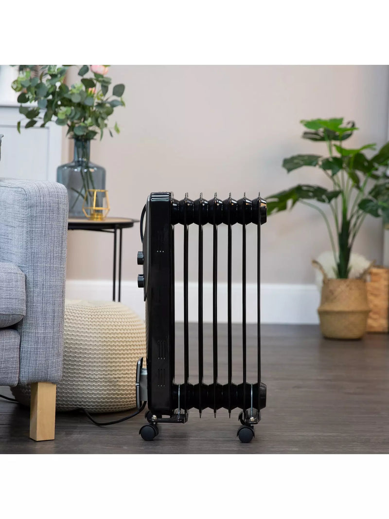 Завантажте зображення в засіб перегляду галереї, Russell Hobbs 7 Fin Oil Filled Radiator | 1.5KW | Black | RHOFR5001B
