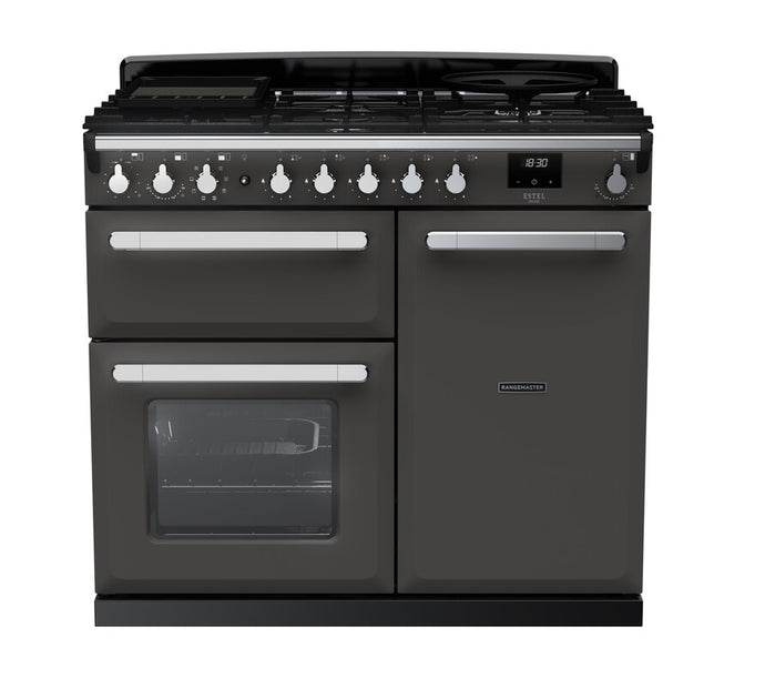 Rangemaster Estel Deluxe 100 | Dual Fuel | Slate | Chrome Trim | ESDL100DFPSLT/CM1