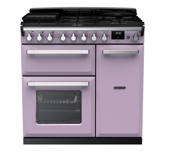 Rangemaster Estel Deluxe 90 | Dual Fuel | Heather | Chrome Trim | ESDL90DFPHTH/CM1