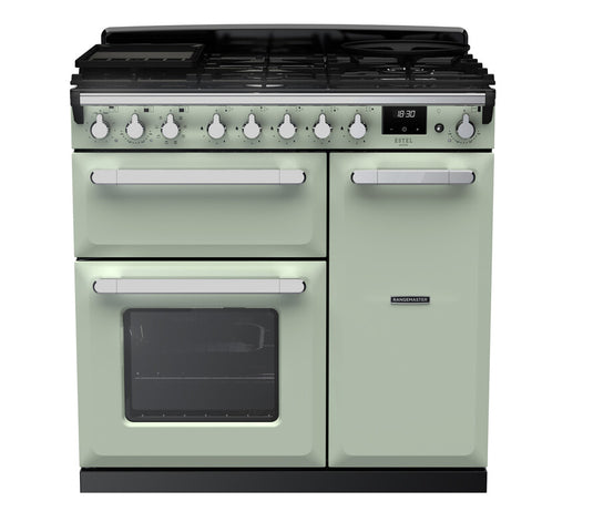 Rangemaster Estel Deluxe 90 | Dual Fuel | Mint | Chrome Trim | ESDL90DFPMNT/CM1