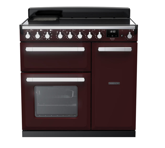 Rangemaster Estel Deluxe 90 | Induction | Bordeaux | Chrome Trim | ESDL90EIPBOR/CM1