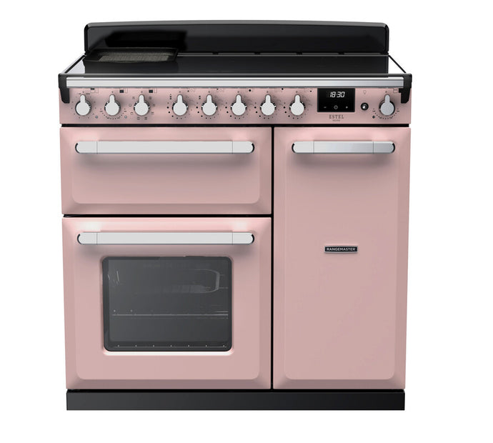 Rangemaster Estel Deluxe 90 | Induction | Pale Pink | Chrome Trim | ESDL90EIPPPK/CM1