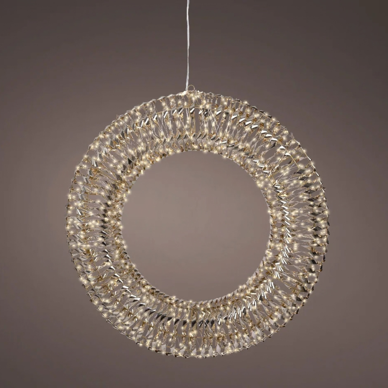 Завантажте зображення в засіб перегляду галереї, Amal Lumineo Gold Twist Micro LED Wreath | 70cm | 302177
