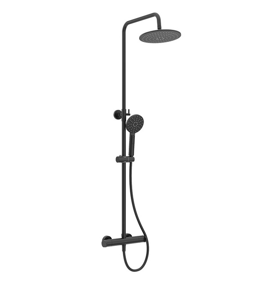 URBAN Round Thermostatic Shower Kit Matt Black