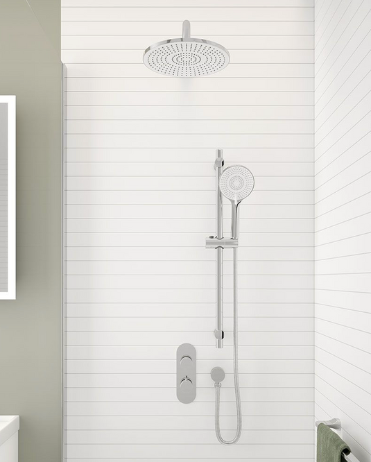 Sonas Alita Knurled Shower Set 1 & Wall Mounted Fixed Head | Chrome | USH0096