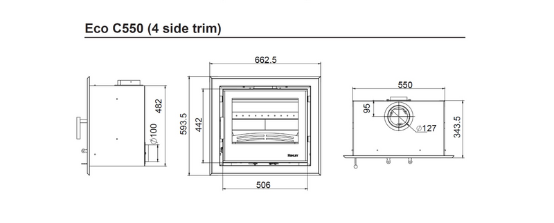 Load image into Gallery viewer, Henley Eco C550 Insert  6.9kW | Multi Fuel | Matt Black | ST432
