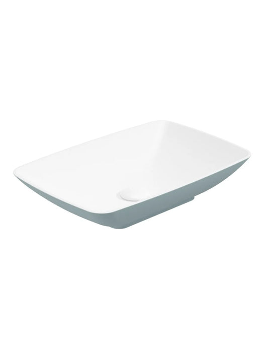 Sonas Skal Rectangle 60Cm Wash Basin White Coral Green & Waste | UF1249