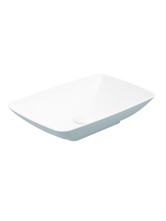 Sonas Skal Rectangle 60Cm Wash Basin White Morning Sky Blue & Waste | UF0585