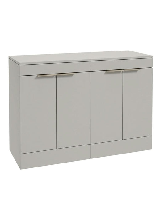 Sonas Stockholm Floorstanding 120Cm Four Door Countertop Vanity Unit | Matt Arctic Grey | Brushed Nickel Handle | UF1664