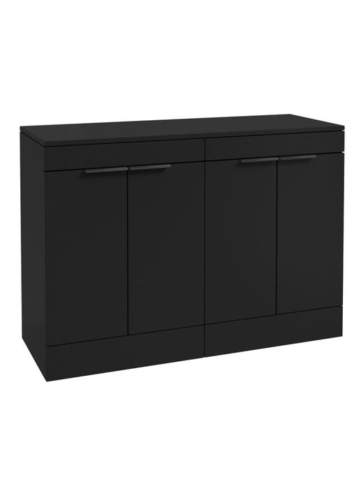 Sonas Stockholm Floorstanding 120Cm Four Door Countertop Vanity Unit | Matt Black | Matt Black Handle | UF1350