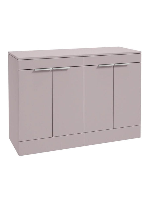 Sonas Stockholm Floorstanding 120Cm Four Door Countertop Vanity Unit | Matt Cashmere Pink | Brushed Chrome Handle | UF1352