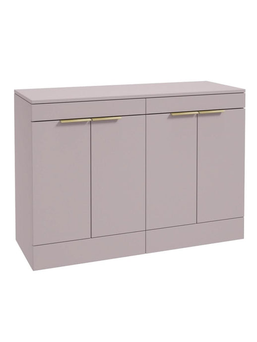 Sonas Stockholm Floorstanding 120Cm Four Door Countertop Vanity Unit | Matt Cashmere Pink | Brushed Gold Handle | UF1354