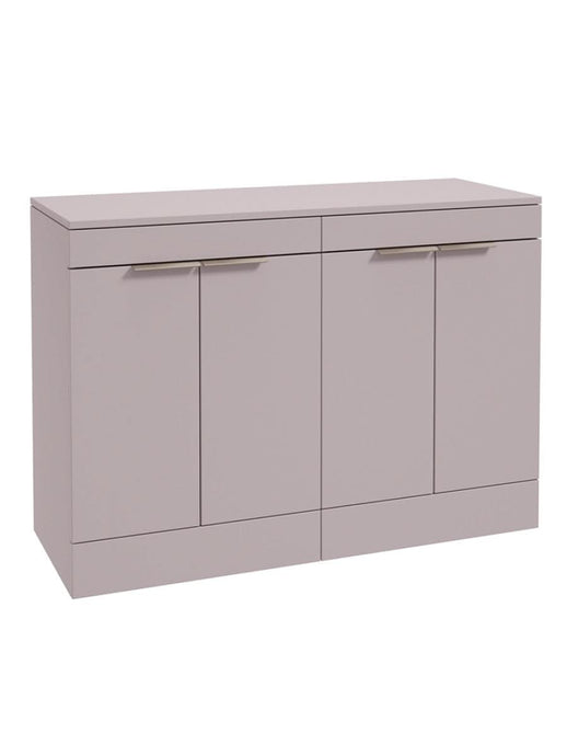 Sonas Stockholm Floorstanding 120Cm Four Door Countertop Vanity Unit | Matt Cashmere Pink | Brushed Nickel Handle | UF1660