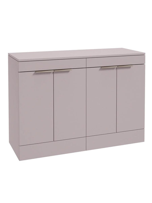 Sonas Stockholm Floorstanding 120Cm Four Door Countertop Vanity Unit | Matt Cashmere Pink | Brushed Nickel Handle | UF1660