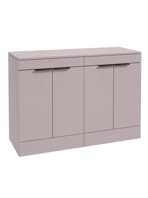 Sonas Stockholm Floorstanding 120Cm Four Door Countertop Vanity Unit | Matt Cashmere Pink | Matt Black Handle | UF1353