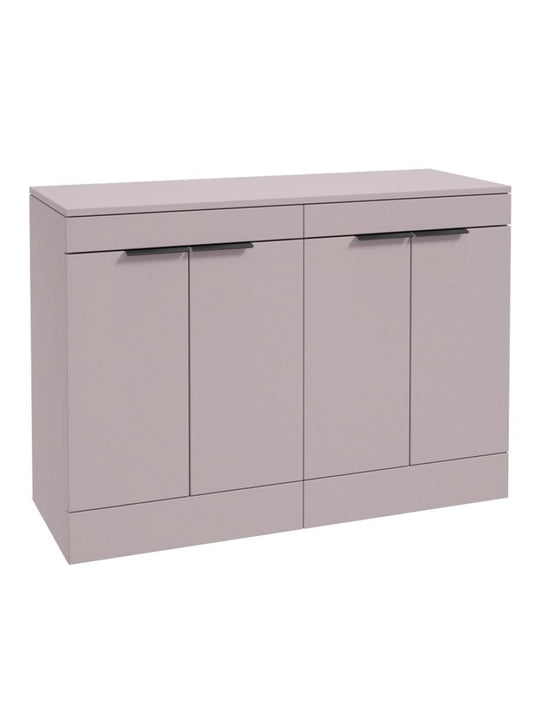 Sonas Stockholm Floorstanding 120Cm Four Door Countertop Vanity Unit | Matt Cashmere Pink | Matt Black Handle | UF1353