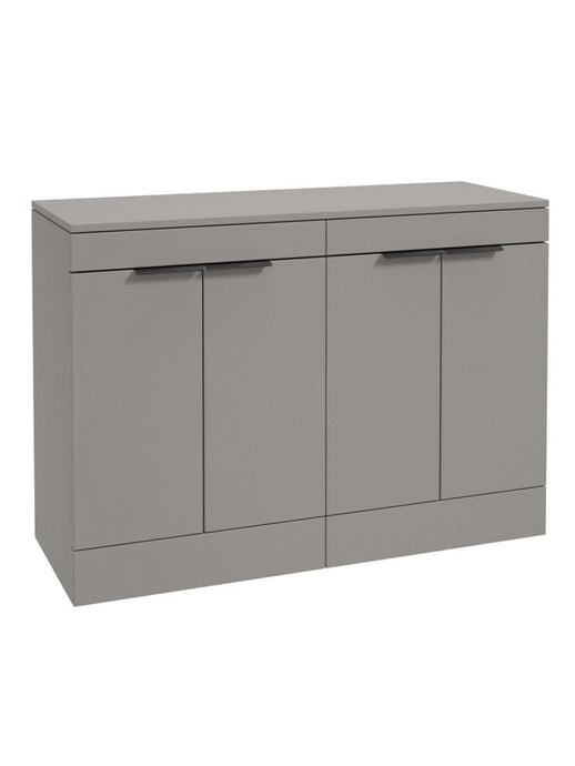 Sonas Stockholm Floorstanding 120Cm Four Door Countertop Vanity Unit | Matt Khaki | Matt Black Handle | UF1362